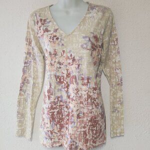 Belle stylish blouse w/ mod floral design in size small